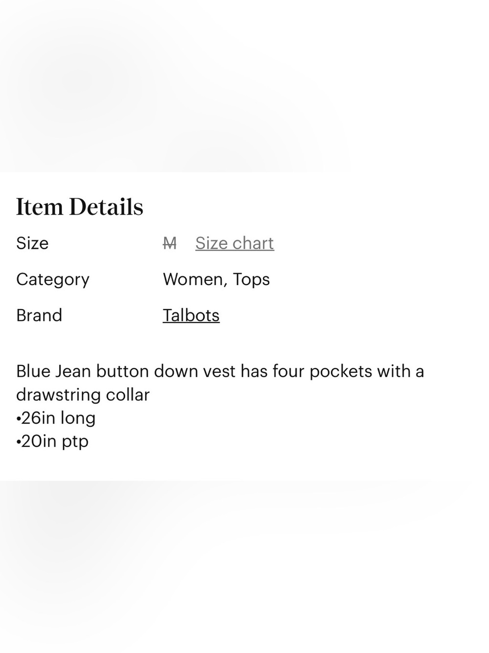 Talbots Dark Blue Denim Sleeveless Button Vest - Picture 5 of 5
